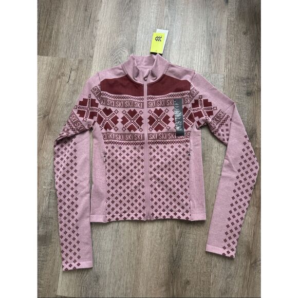 all in motion Tops - all in motion Pink Patterned Full-Zip Ski Jacket